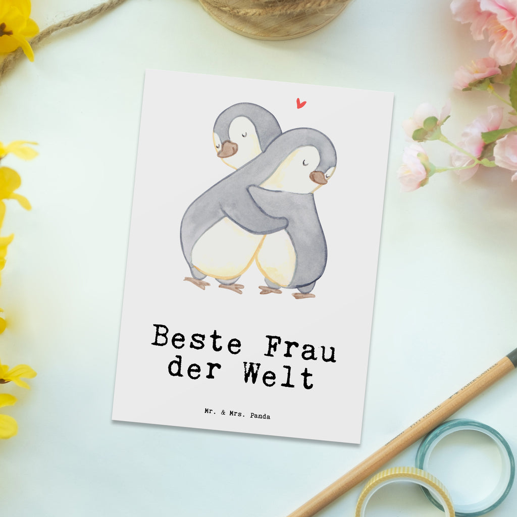 Postkarte Pinguin Beste Frau der Welt Postkarte, Karte, Geschenkkarte, Grußkarte, Einladung, Ansichtskarte, Geburtstagskarte, Einladungskarte, Dankeskarte, Ansichtskarten, Einladung Geburtstag, Einladungskarten Geburtstag, für, Dankeschön, Geschenk, Schenken, Geburtstag, Geburtstagsgeschenk, Geschenkidee, Danke, Bedanken, Mitbringsel, Freude machen, Geschenktipp, Beste, Frau, Ehefrau, Partnerin, Freundin, Traumfrau, Liebling, Ehepartner, Ehe, Gattin, Lebensgefährtin, Braut, Kleinigkeit