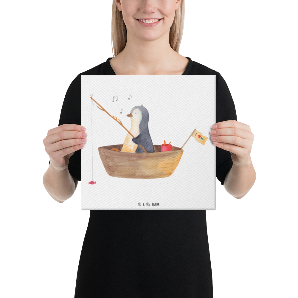 Leinwand Bild Pinguin Angelboot Leinwand, Bild, Kunstdruck, Wanddeko, Dekoration, Pinguin, Pinguine, Angeln, Boot, Angelboot, Lebenslust, Leben, genießen, Motivation, Neustart, Neuanfang, Trennung, Scheidung, Geschenkidee Liebeskummer