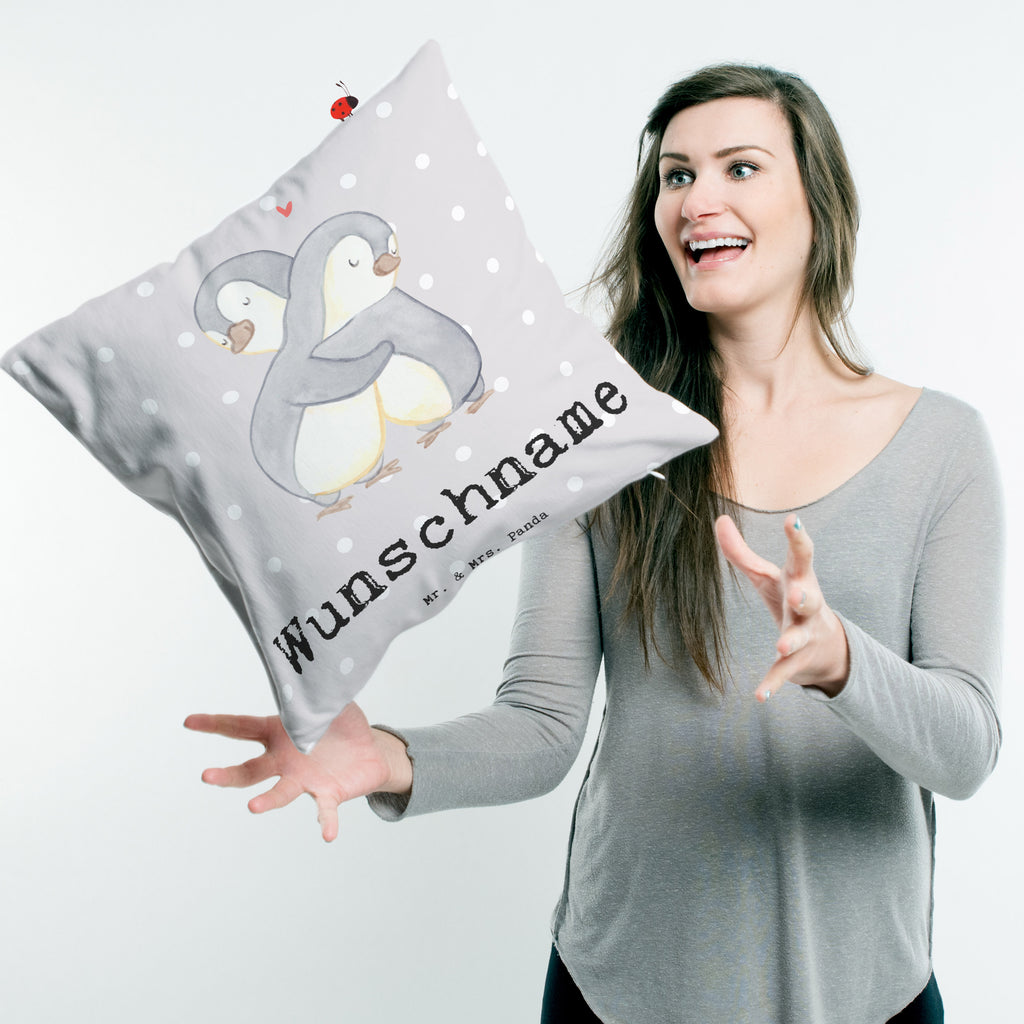 Personalisiertes Kissen Pinguin Beste Halbschwester der Welt Kissen, personalisiert, Name, Wunschname, bedrucken, Kopfkissen, für, Dankeschön, Geschenk, Schenken, Geburtstag, Geburtstagsgeschenk, Geschenkidee, Danke, Bedanken, Mitbringsel, Freude machen, Geschenktipp, Halbschwester, Stiefschwester, Stiefgeschwister, Schwestern, Schwester, Geschwister, Schwesterherz, Sister, Familie, Kleinigkeit, Beste, Tochter, Liebe, Kinder