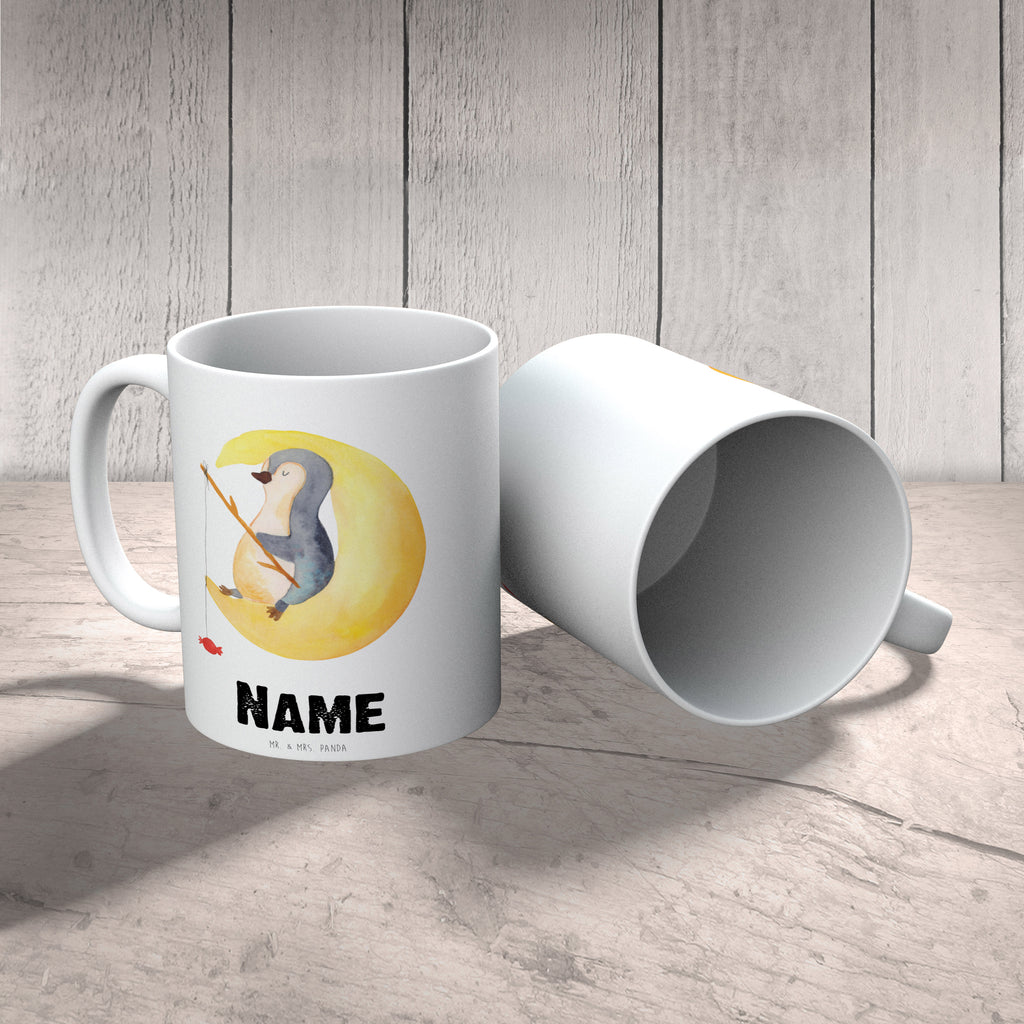 Personalisierte Tasse Pinguin Mond Personalisierte Tasse, Namenstasse, Wunschname, Personalisiert, Tasse, Namen, Drucken, Tasse mit Namen, Pinguin, Pinguine, Spruch, schlafen, Nachtruhe, Einschlafen, Schlafzimmer, Schlafstörungen, Gästezimmer