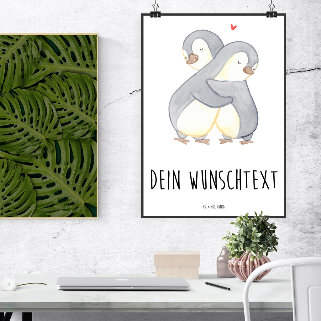 Personalisiertes Poster Pinguine Kuscheln