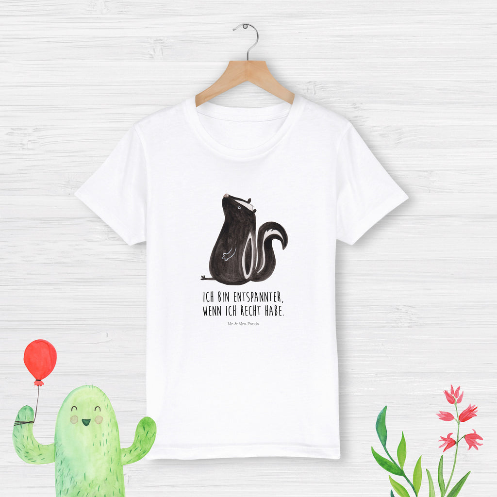 Organic Kinder T-Shirt Stinktier Sitzen Kinder T-Shirt, Kinder T-Shirt Mädchen, Kinder T-Shirt Jungen, Stinktier, Skunk, Wildtier, Raubtier, Stinker, Stinki, Spruch, Büro, Recht, Besserwisser