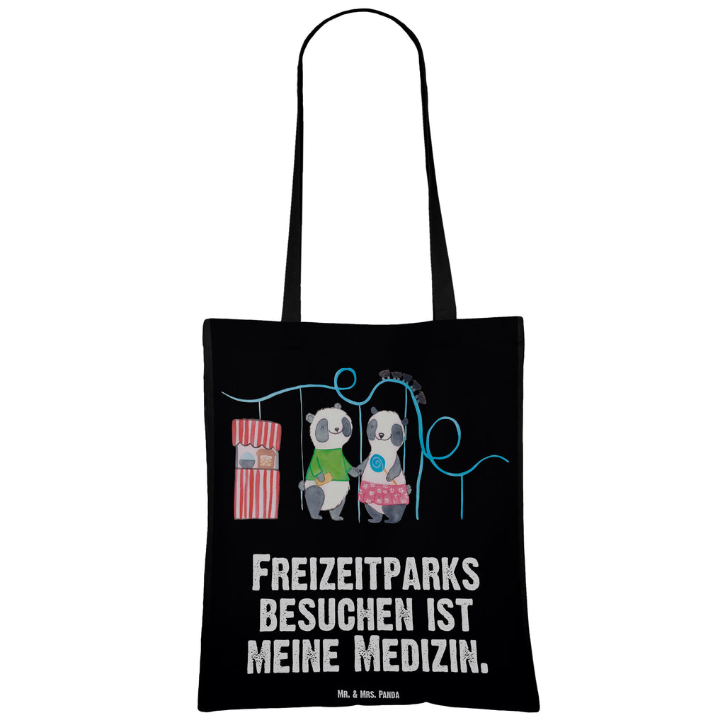 Tragetasche Pandas Freizeitpark besuchen Beuteltasche, Beutel, Einkaufstasche, Jutebeutel, Stoffbeutel, Tasche, Shopper, Umhängetasche, Strandtasche, Schultertasche, Stofftasche, Tragetasche, Badetasche, Jutetasche, Einkaufstüte, Laptoptasche, Geschenk, Sport, Sportart, Hobby, Schenken, Danke, Dankeschön, Auszeichnung, Gewinn, Sportler, Freizeitpark besuchen, Achterbahn fahren