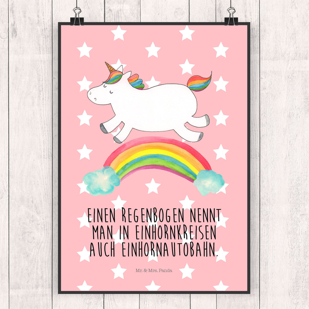 Poster Einhorn Regenbogen Poster, Wandposter, Bild, Wanddeko, Küchenposter, Kinderposter, Wanddeko Bild, Raumdekoration, Wanddekoration, Handgemaltes Poster, Mr. & Mrs. Panda Poster, Designposter, Kunstdruck, Posterdruck, Einhorn, Einhörner, Einhorn Deko, Pegasus, Unicorn, Regenbogen, Glitzer, Einhornpower, Erwachsenwerden, Einhornautobahn