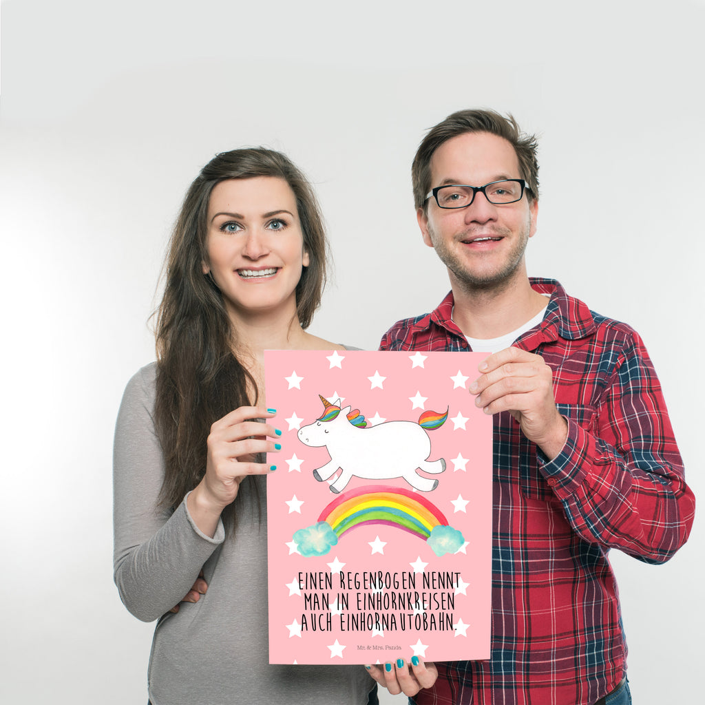 Poster Einhorn Regenbogen Poster, Wandposter, Bild, Wanddeko, Küchenposter, Kinderposter, Wanddeko Bild, Raumdekoration, Wanddekoration, Handgemaltes Poster, Mr. & Mrs. Panda Poster, Designposter, Kunstdruck, Posterdruck, Einhorn, Einhörner, Einhorn Deko, Pegasus, Unicorn, Regenbogen, Glitzer, Einhornpower, Erwachsenwerden, Einhornautobahn