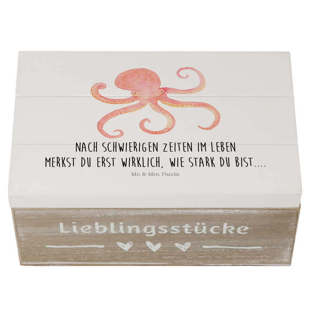 Holzkiste Tintenfisch Holzkiste, Kiste, Schatzkiste, Truhe, Schatulle, XXL, Erinnerungsbox, Erinnerungskiste, Dekokiste, Aufbewahrungsbox, Geschenkbox, Geschenkdose, Tiermotive, Gute Laune, lustige Sprüche, Tiere, Meer, Meerestier, Krake, Tintenfisch, Arme, Wasser, Ozean