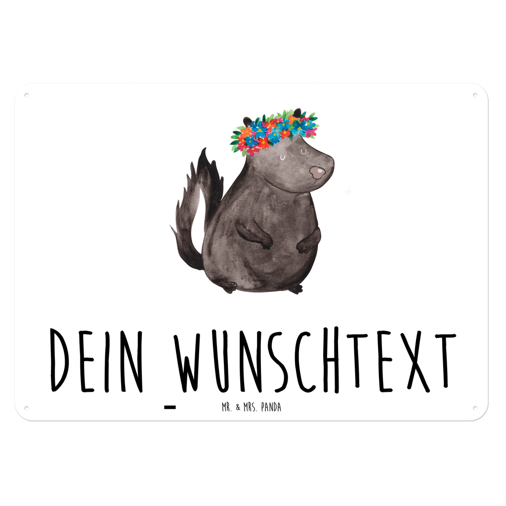 Personalisiertes Blechschild Stinktier Blumenmaedchen Blechschild, Metallschild, Geschenk Schild, Schild, Magnet-Metall-Schild, Deko Schild, Wandschild, Wand-Dekoration, Türschild, Stinktier, Skunk, Wildtier, Raubtier, Stinker, Stinki, Yoga, Namaste, Lebe, Liebe, Lache