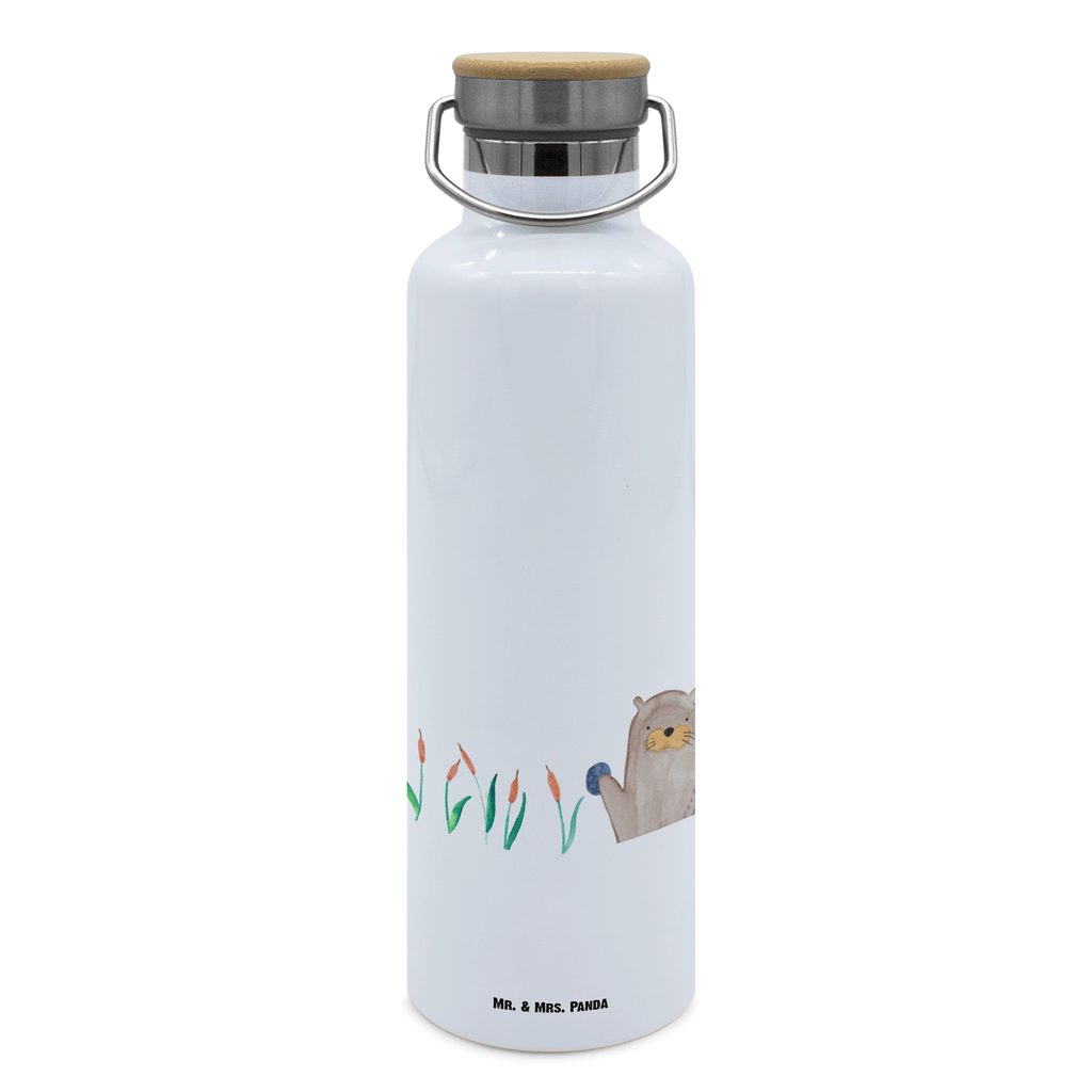 Trinkflasche Otter Stein Thermosflasche, Isolierflasche, Edelstahl, Trinkflasche, isoliert, Wamrhaltefunktion, Sportflasche, Flasche zum Sport, Sportlerflasche, Otter, Fischotter, Seeotter, Otter Seeotter See Otter