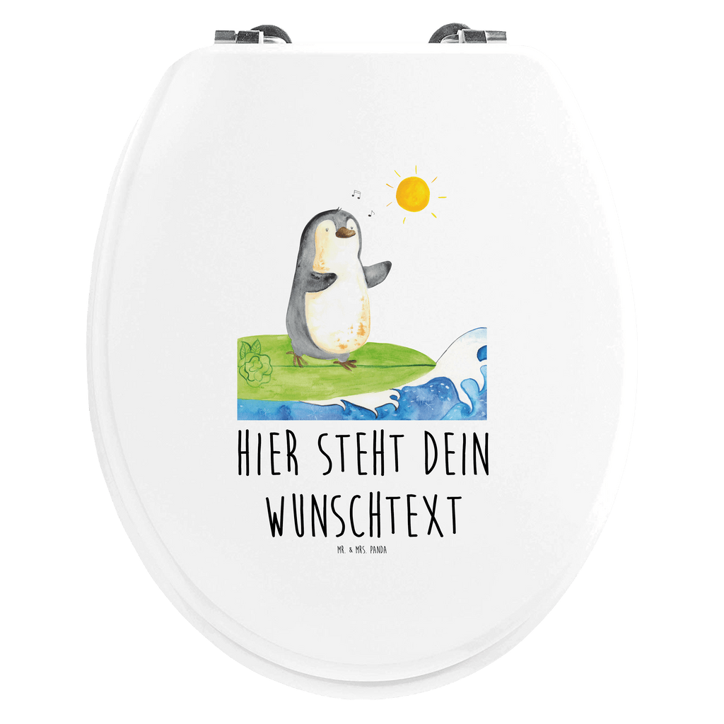 Personalisierter WC Sitz Motiv Pinguin Surfer Personalisierte Klobrille, Personalisierter Klodeckel, Personalisierter Toilettendeckel, Personalisierter WC-Sitz, Toilettendeckel mit Namen, WC Sitz mit Namen, Pinguin, Pinguine, surfen, Surfer, Hawaii, Urlaub, Wellen, Wellen reiten, Portugal