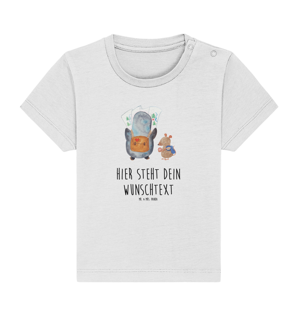 Personalisiertes Baby Shirt Pinguin & Maus Wanderer Personalisiertes Baby T-Shirt, Personalisiertes Jungen Baby T-Shirt, Personalisiertes Mädchen Baby T-Shirt, Personalisiertes Shirt, Pinguin, Pinguine, Abenteurer, Abenteuer, Roadtrip, Ausflug, Wanderlust, wandern