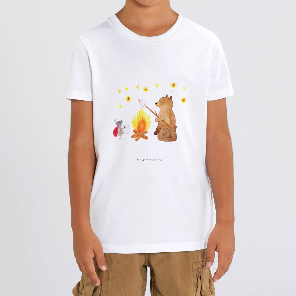 Organic Kinder T-Shirt Bär & Marienkäfer Lagerfeuer Kinder T-Shirt, Kinder T-Shirt Mädchen, Kinder T-Shirt Jungen, Bär, Teddy, Teddybär, Lagerfeuer