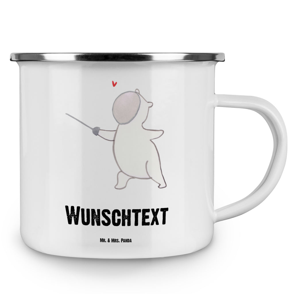 Personalisierte Emaille Tasse Panda Fechten Emaille Tasse personalisiert, Emaille Tasse mit Namen, Campingtasse personalisiert, Namenstasse, Campingtasse bedrucken, Campinggeschirr personalsisert, tasse mit namen, personalisierte tassen, personalisierte tasse, tasse selbst gestalten, tasse bedrucken, tassen bedrucken, Geschenk, Sport, Sportart, Hobby, Schenken, Danke, Dankeschön, Auszeichnung, Gewinn, Sportler, Fechten, Fechter Bund, Fecht Verein, Fecht Club