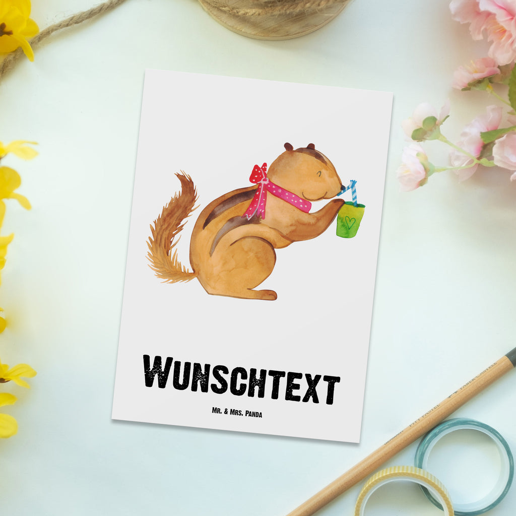 Personalisierte Postkarte Eichhörnchen Smoothie Postkarte mit Namen, Postkarte bedrucken, Postkarte mit Wunschtext, Postkarte personalisierbar, Geschenkkarte mit Namen, Grußkarte mit Namen, Karte mit Namen, Einladung mit Namen, Ansichtskarte mit Namen, Geschenkkarte mit Wunschtext, Grußkarte mit Wunschtext, Karte mit Wunschtext, Einladung mit Wunschtext, Ansichtskarte mit Wunschtext, Tiermotive, Gute Laune, lustige Sprüche, Tiere, Green Smoothies, Diät, Abnehmen, Streifenhörnchen, Eichhörnchen