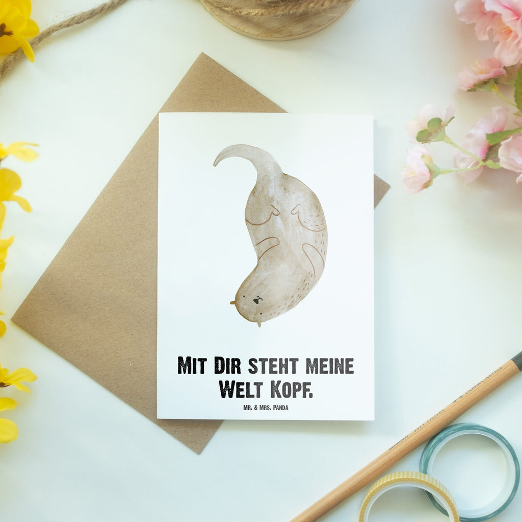 Personalisierte Grußkarte Otter kopfüber Personalisierte Grußkarte, Personalisiertere Klappkarte, Personalisierte Einladungskarte, Personalisierte Glückwunschkarte, Personalisierte Hochzeitskarte, Personalisierte Geburtstagskarte, Grußkarte mit Namen, Grußkarte selber drucken, Grußkarte selbst gestalten, Grußkarte mit persönlichen Nachrichten, Grußkarte als Geldgeschenk, Grußkarten personalisiert, Personalisierte Karte, Otter, Fischotter, Seeotter, Otter Seeotter See Otter