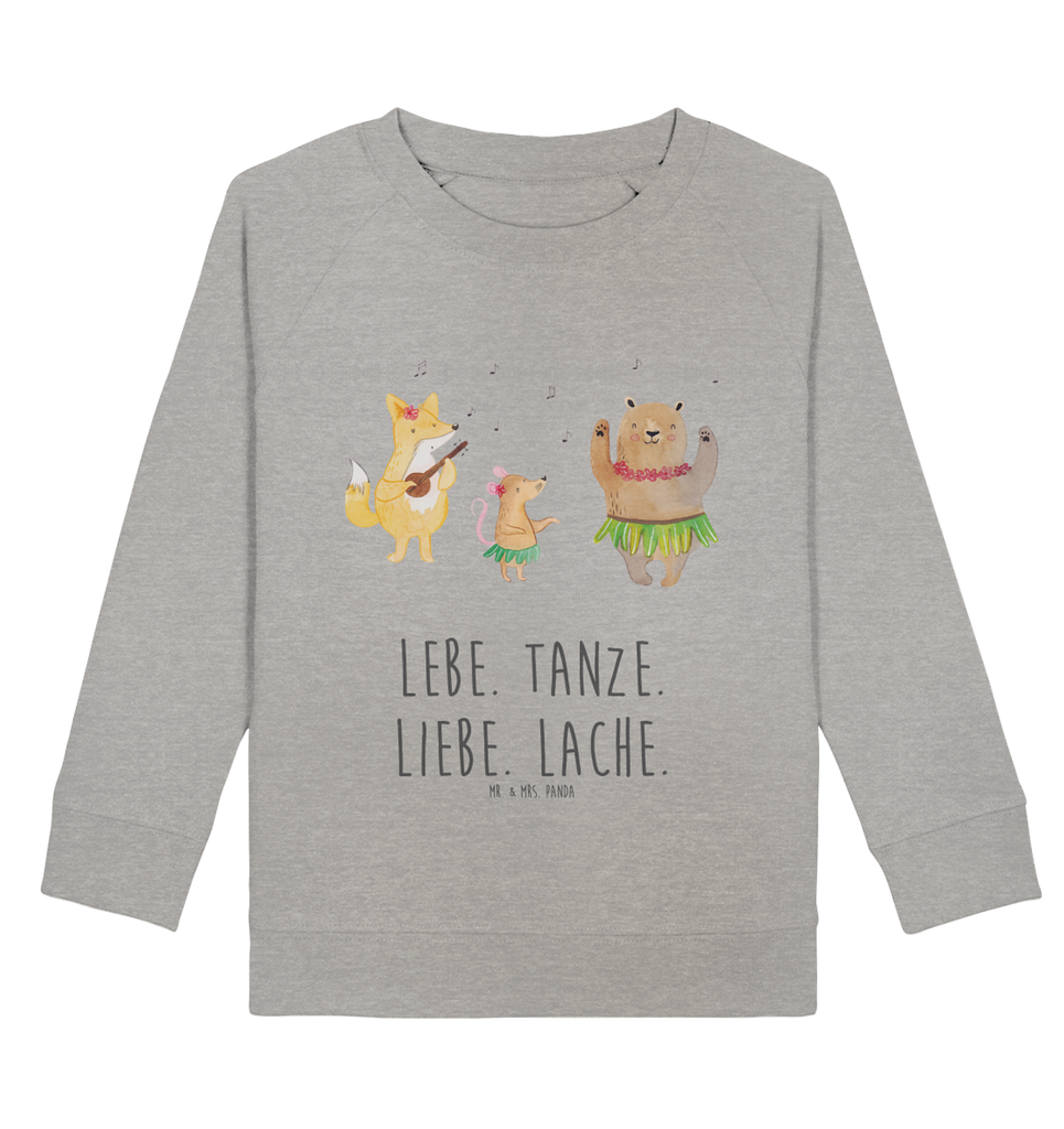 Organic Kinder Pullover Waldtiere Aloha Kinder Pullover, Kinder Sweatshirt, Jungen, Mädchen, Tiermotive, Gute Laune, lustige Sprüche, Tiere, Wald, Waldtiere, Musik, Aloha, Bär, Hase, Igel, Tanzen, Leben, Lachen