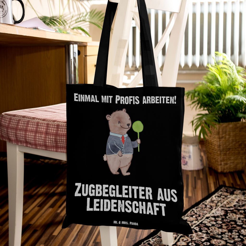 Tragetasche Zugbegleiter aus Leidenschaft Beuteltasche, Beutel, Einkaufstasche, Jutebeutel, Stoffbeutel, Tasche, Shopper, Umhängetasche, Strandtasche, Schultertasche, Stofftasche, Tragetasche, Badetasche, Jutetasche, Einkaufstüte, Laptoptasche, Beruf, Ausbildung, Jubiläum, Abschied, Rente, Kollege, Kollegin, Geschenk, Schenken, Arbeitskollege, Mitarbeiter, Firma, Danke, Dankeschön