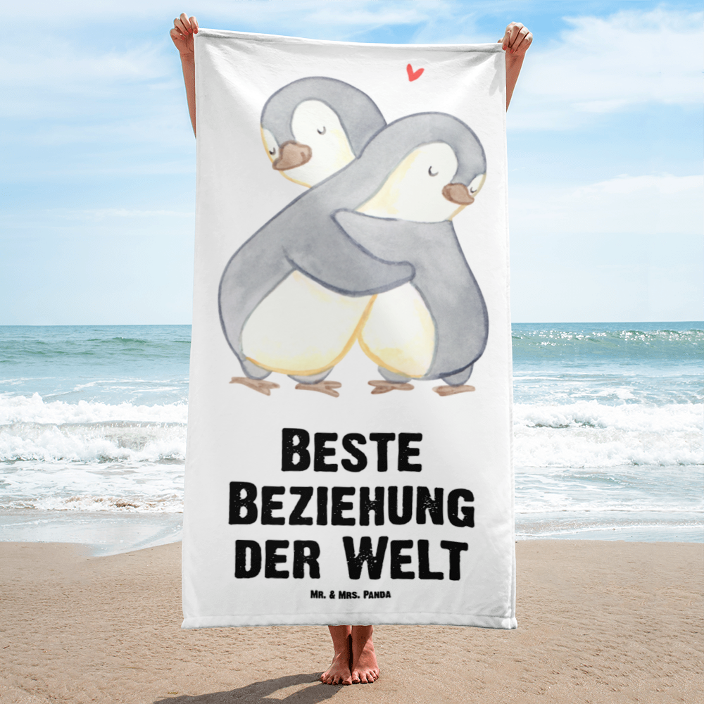 XL Badehandtuch Pinguin Beste Beziehung der Welt Handtuch, Badetuch, Duschtuch, Strandtuch, Saunatuch, für, Dankeschön, Geschenk, Schenken, Geburtstag, Geburtstagsgeschenk, Geschenkidee, Danke, Bedanken, Mitbringsel, Freude machen, Geschenktipp, Beziehung, Zusammen sein, Miteinander gehen, Liebe, Verlieb, Liebesgeschenk