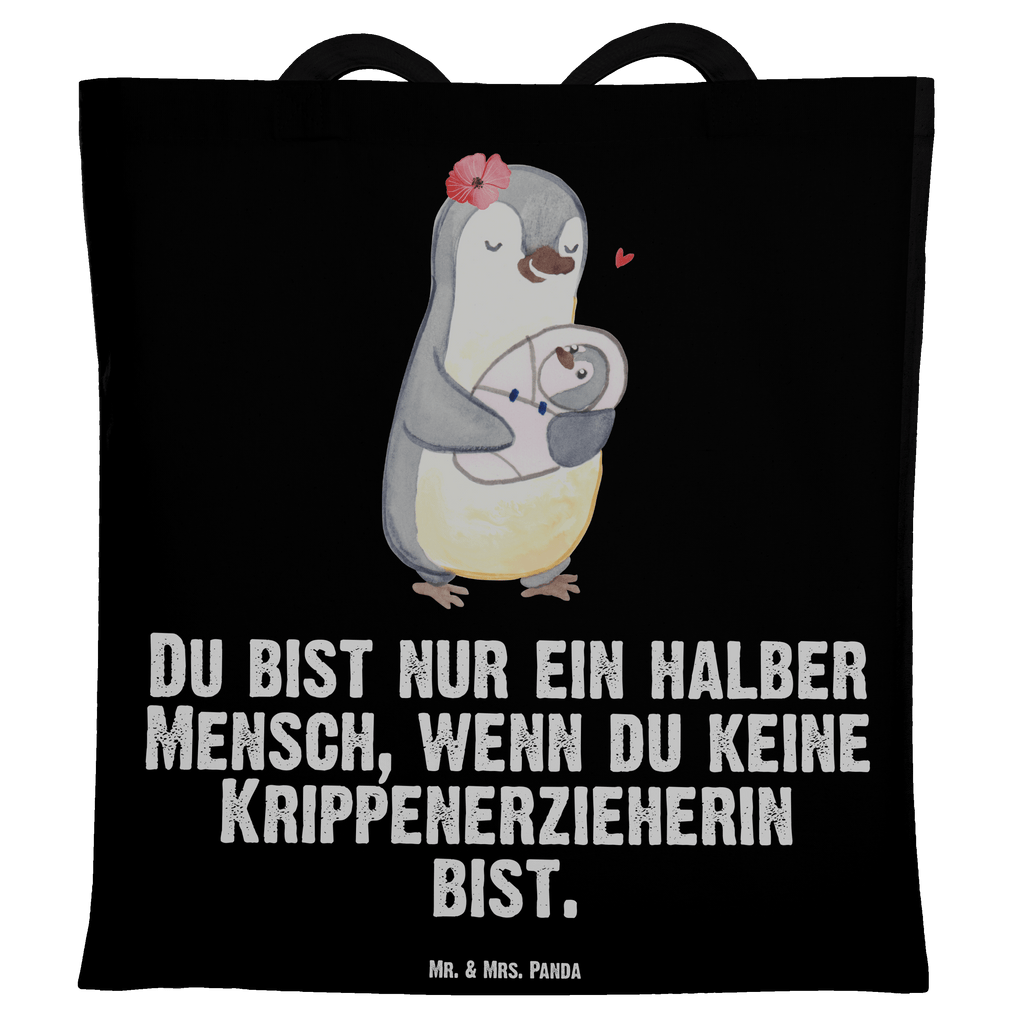 Tragetasche Krippenerzieherin mit Herz Beuteltasche, Beutel, Einkaufstasche, Jutebeutel, Stoffbeutel, Tasche, Shopper, Umhängetasche, Strandtasche, Schultertasche, Stofftasche, Tragetasche, Badetasche, Jutetasche, Einkaufstüte, Laptoptasche, Beruf, Ausbildung, Jubiläum, Abschied, Rente, Kollege, Kollegin, Geschenk, Schenken, Arbeitskollege, Mitarbeiter, Firma, Danke, Dankeschön, Krippenerzieherin, Kindertagesstätte, KITA, Eröffnung, Erzieherin, Pädagogin