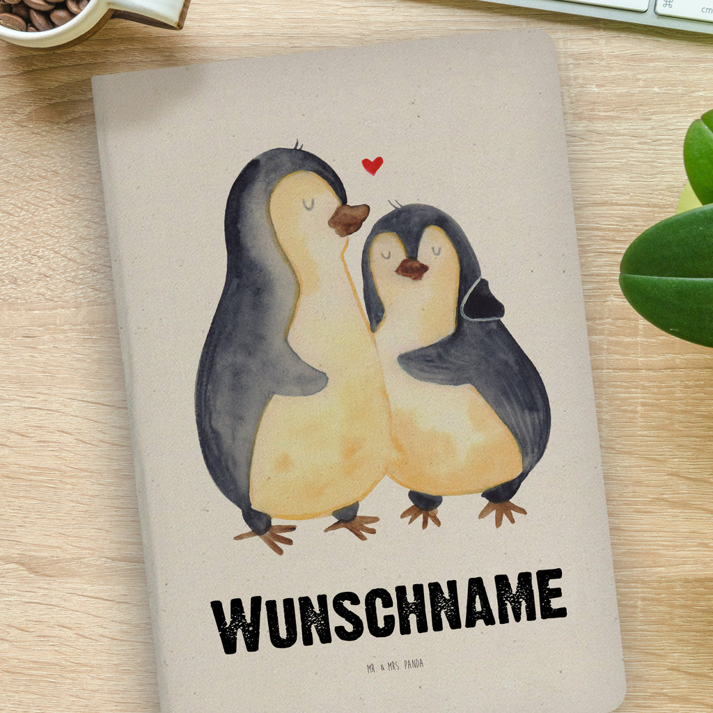 DIN A4 Personalisiertes Notizbuch Pinguin umarmend Personalisiertes Notizbuch, Notizbuch mit Namen, Notizbuch bedrucken, Personalisierung, Namensbuch, Namen, Pinguin, Liebe, Liebespaar, Liebesbeweis, Liebesgeschenk, Verlobung, Jahrestag, Hochzeitstag, Hochzeit, Hochzeitsgeschenk