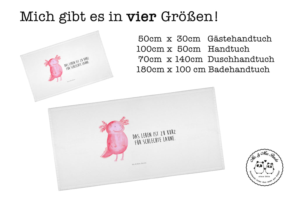 Handtuch Axolotl Glücklich Handtuch, Badehandtuch, Badezimmer, Handtücher, groß, Kinder, Baby, Axolotl, Molch, Axolot, Schwanzlurch, Lurch, Lurche, Motivation, gute Laune