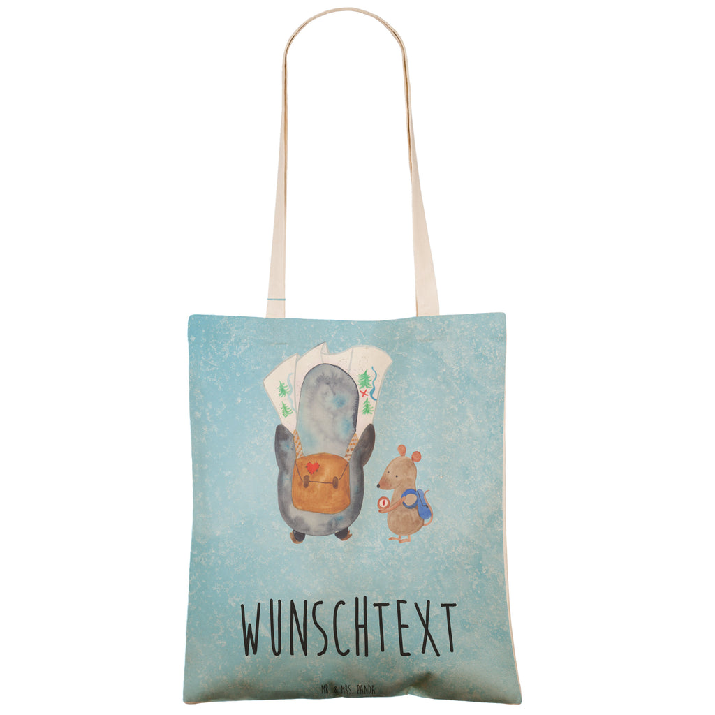 Personalisierte Einkaufstasche Pinguin & Maus Wanderer Personalisierte Tragetasche, Personalisierte Tasche, Personalisierter Beutel, Personalisierte Stofftasche, Personalisierte Baumwolltasche, Personalisierte Umhängetasche, Personalisierter Shopper, Personalisierte Einkaufstasche, Personalisierte Beuteltasche, Tragetasche mit Namen, Tasche mit Namen, Beutel mit Namen, Stofftasche mit Namen, Baumwolltasche mit Namen, Umhängetasche mit Namen, Shopper mit Namen, Einkaufstasche mit Namen, Beuteltasche, Wunschtext, Wunschnamen, Personalisierbar, Personalisierung, Pinguin, Pinguine, Abenteurer, Abenteuer, Roadtrip, Ausflug, Wanderlust, wandern