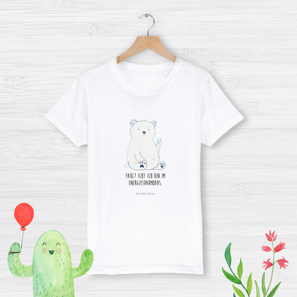 Organic Kinder T-Shirt Eisbär Faul Kinder T-Shirt, Kinder T-Shirt Mädchen, Kinder T-Shirt Jungen, Bär, Teddy, Teddybär, Eisbär, Nordpol, Faul, Entspannen, Relaxen, Büro, Arbeit, Bürojob, Arbeitsplatz, Homeoffice