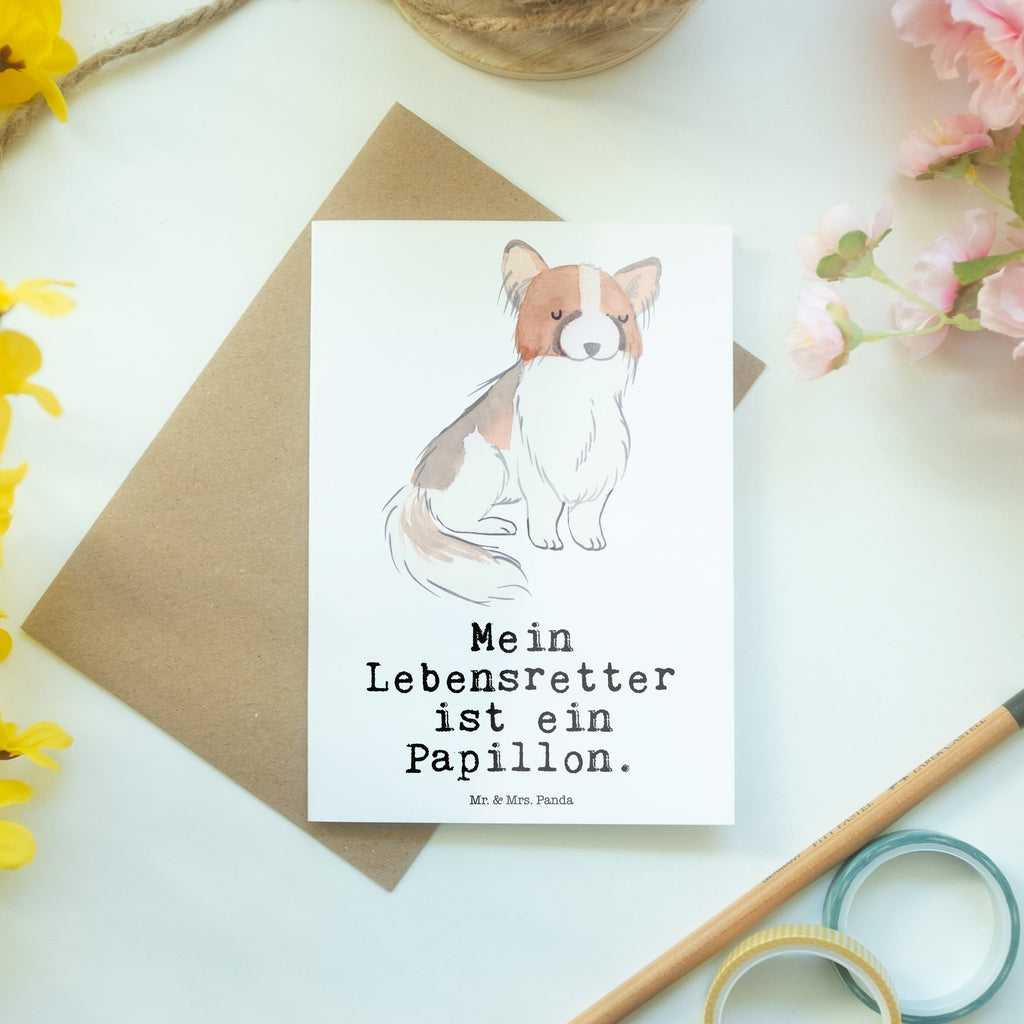 Grußkarte Papillon Lebensretter Grußkarte, Klappkarte, Einladungskarte, Glückwunschkarte, Hochzeitskarte, Geburtstagskarte, Karte, Ansichtskarten, Hund, Hunderasse, Rassehund, Hundebesitzer, Geschenk, Tierfreund, Schenken, Welpe, Kontinentaler Zwergspaniel, Papillon