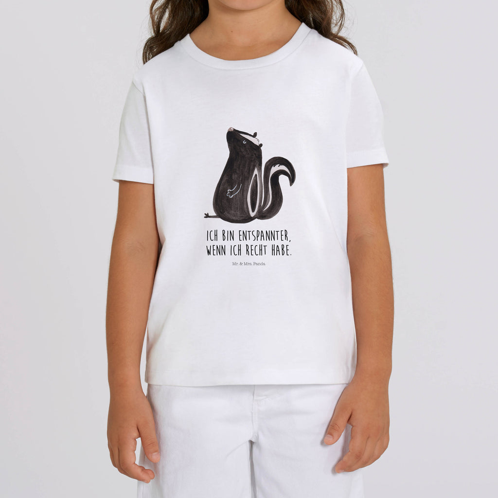 Organic Kinder T-Shirt Stinktier Sitzen Kinder T-Shirt, Kinder T-Shirt Mädchen, Kinder T-Shirt Jungen, Stinktier, Skunk, Wildtier, Raubtier, Stinker, Stinki, Spruch, Büro, Recht, Besserwisser