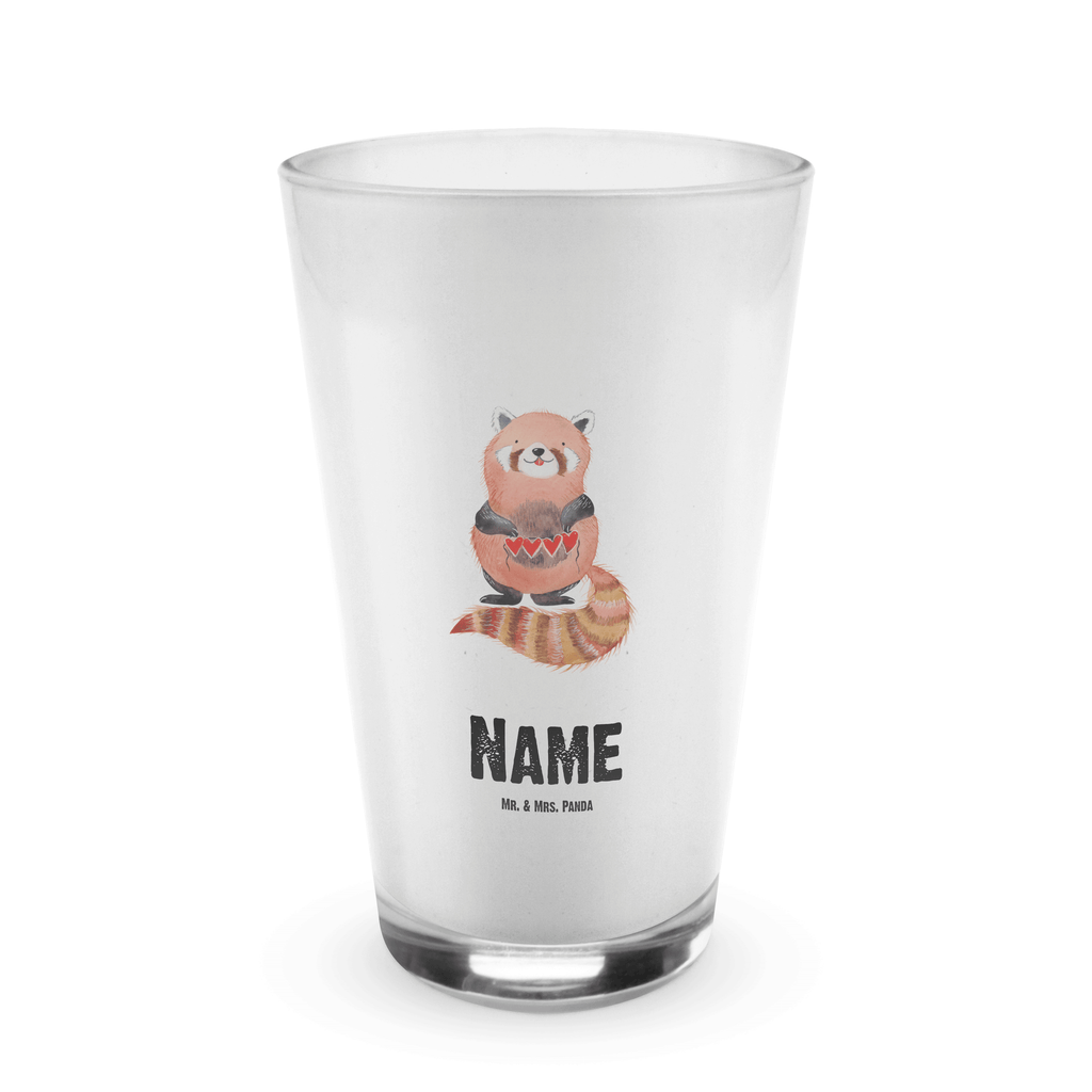 Personalisiertes Glas Roter Panda Bedrucktes Glas, Glas mit Namen, Namensglas, Glas personalisiert, Name, Bedrucken, Tiermotive, Gute Laune, lustige Sprüche, Tiere, Panda, Liebe, Rot, Herz, Liebling, Lieblingsmensch