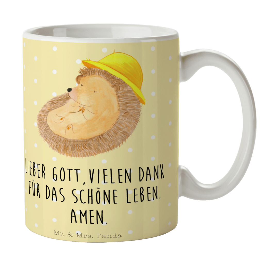 Tasse Igel betet Tasse, Kaffeetasse, Teetasse, Becher, Kaffeebecher, Teebecher, Keramiktasse, Porzellantasse, Büro Tasse, Geschenk Tasse, Tasse Sprüche, Tasse Motive, Kaffeetassen, Tasse bedrucken, Designer Tasse, Cappuccino Tassen, Schöne Teetassen, Tiermotive, Gute Laune, lustige Sprüche, Tiere, Igel, Igel mit Hut, Sonnenhut, Gott, Amen, beten, Leben, Dankbarkeit, Dankbar sein, dankbar, genießen