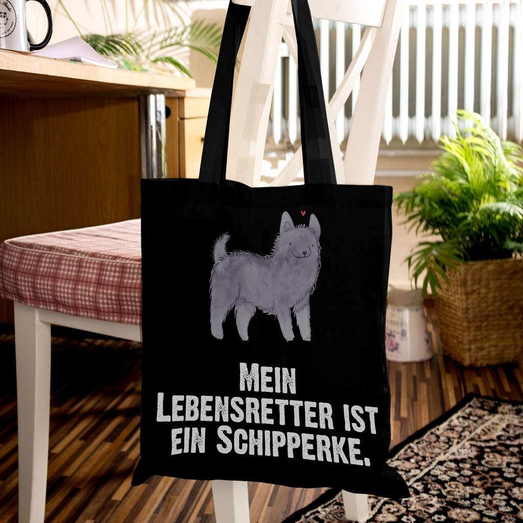 Tragetasche Schipperke Lebensretter Beuteltasche, Beutel, Einkaufstasche, Jutebeutel, Stoffbeutel, Tasche, Shopper, Umhängetasche, Strandtasche, Schultertasche, Stofftasche, Tragetasche, Badetasche, Jutetasche, Einkaufstüte, Laptoptasche, Hund, Hunderasse, Rassehund, Hundebesitzer, Geschenk, Tierfreund, Schenken, Welpe, Schipperke, belgische Hunderasse