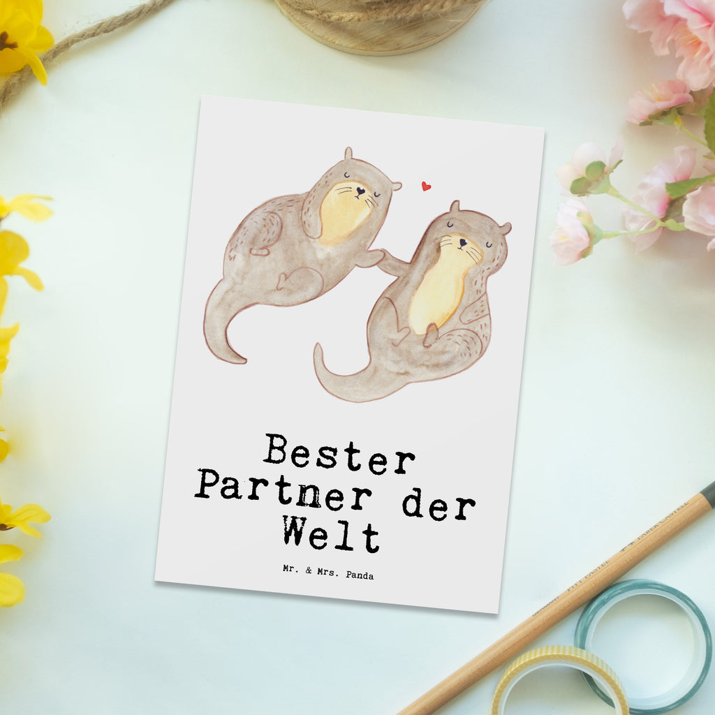 Postkarte Otter Bester Partner der Welt Postkarte, Karte, Geschenkkarte, Grußkarte, Einladung, Ansichtskarte, Geburtstagskarte, Einladungskarte, Dankeskarte, Ansichtskarten, Einladung Geburtstag, Einladungskarten Geburtstag, für, Dankeschön, Geschenk, Schenken, Geburtstag, Geburtstagsgeschenk, Geschenkidee, Danke, Bedanken, Mitbringsel, Freude machen, Geschenktipp, Partner, Ehepartner, Mann, Frau, Ehefrau, Ehemann. Freundin, Freund, Lebensgefährte, Paar, Liebe