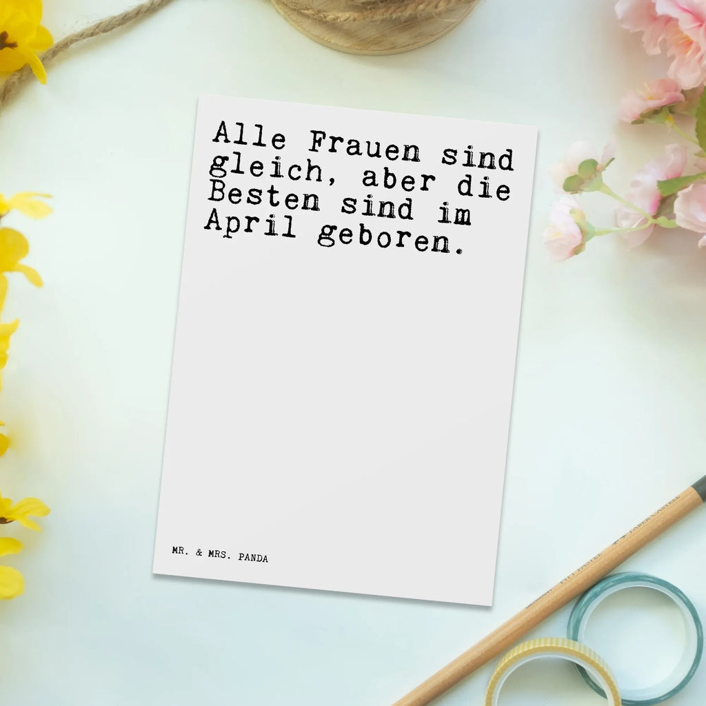 Postkarte Sprüche und Zitate Alle Frauen sind gleich, aber die Besten sind im April geboren. Postkarte, Karte, Geschenkkarte, Grußkarte, Einladung, Ansichtskarte, Geburtstagskarte, Einladungskarte, Dankeskarte, Ansichtskarten, Einladung Geburtstag, Einladungskarten Geburtstag, Spruch, Sprüche, lustige Sprüche, Weisheiten, Zitate, Spruch Geschenke, Spruch Sprüche Weisheiten Zitate Lustig Weisheit Worte