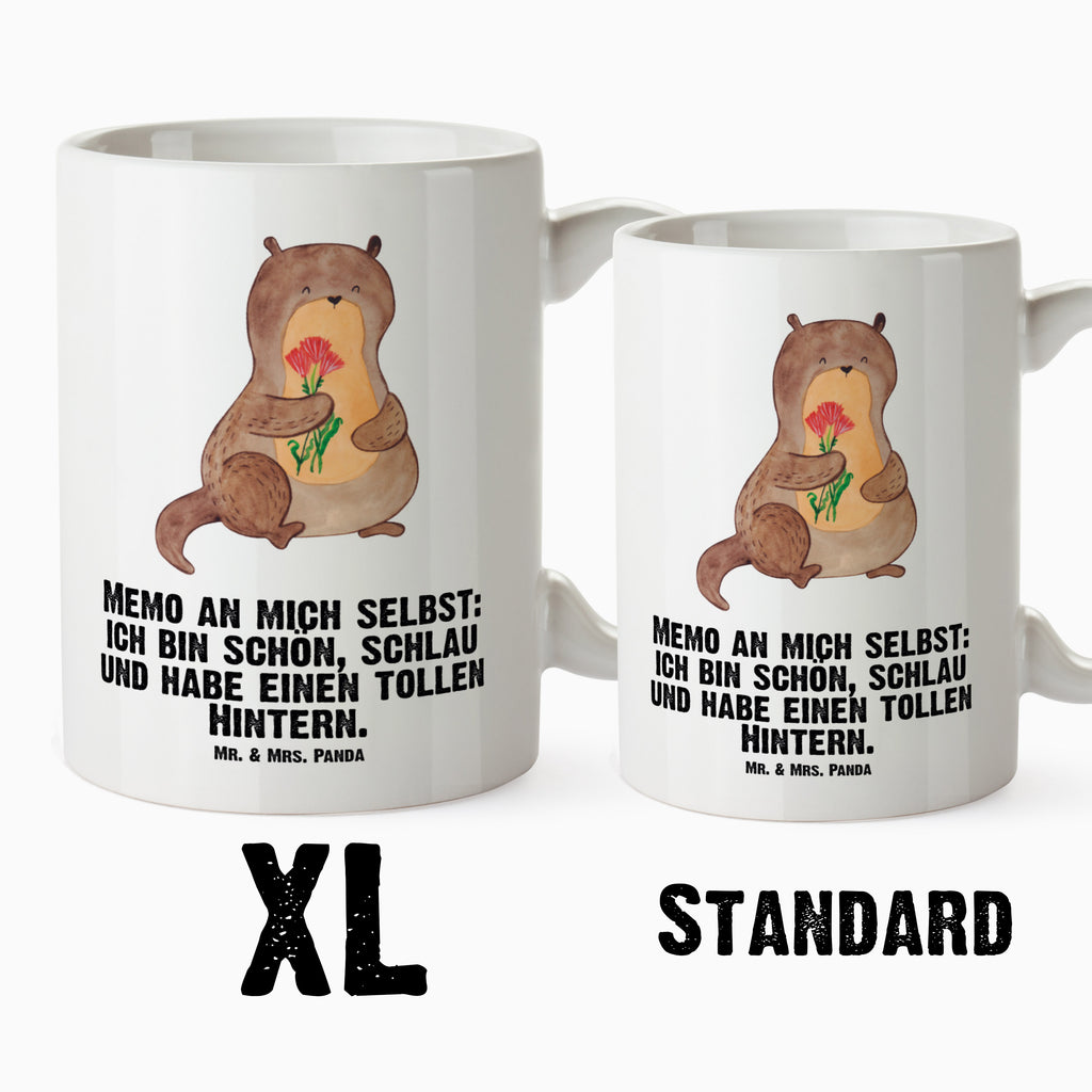 XL Tasse Otter Blumenstrauß XL Tasse, Große Tasse, Grosse Kaffeetasse, XL Becher, XL Teetasse, spülmaschinenfest, Jumbo Tasse, Groß, Otter, Fischotter, Seeotter, Otter Seeotter See Otter