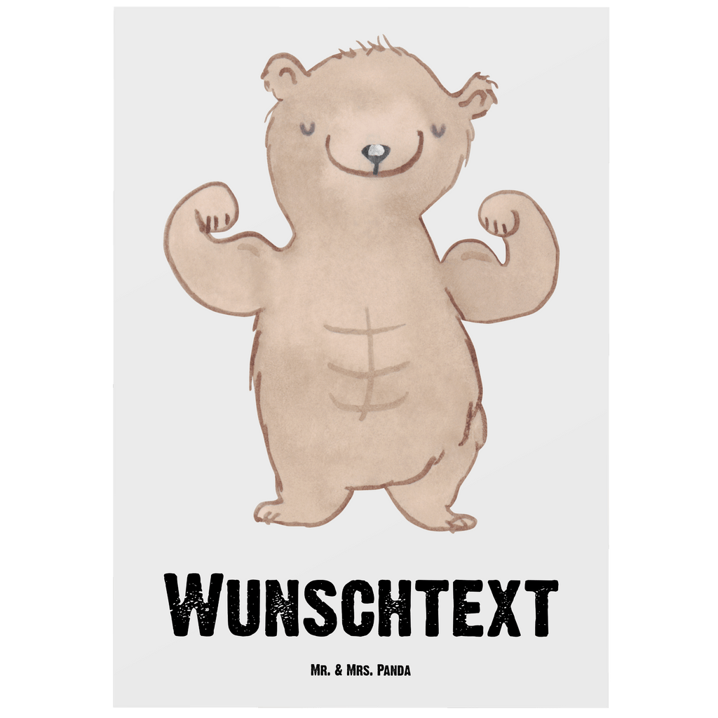 Personalisierte Postkarte Bär Bodybuilding Postkarte mit Namen, Postkarte bedrucken, Postkarte mit Wunschtext, Postkarte personalisierbar, Geschenkkarte mit Namen, Grußkarte mit Namen, Karte mit Namen, Einladung mit Namen, Ansichtskarte mit Namen, Geschenkkarte mit Wunschtext, Grußkarte mit Wunschtext, Karte mit Wunschtext, Einladung mit Wunschtext, Ansichtskarte mit Wunschtext, Geschenk, Sport, Sportart, Hobby, Schenken, Danke, Dankeschön, Auszeichnung, Gewinn, Sportler, Bodybuilding, Muskelmasse, Körpergestaltung, Leistungssport