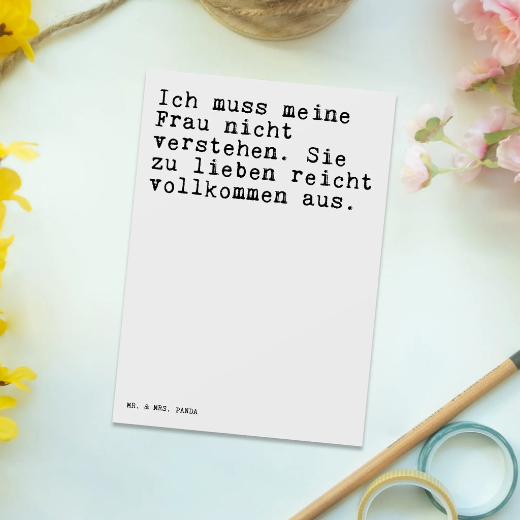 Postkarte Sprüche und Zitate Ich muss meine Frau nicht verstehen. Sie zu lieben reicht vollkommen aus. Postkarte, Karte, Geschenkkarte, Grußkarte, Einladung, Ansichtskarte, Geburtstagskarte, Einladungskarte, Dankeskarte, Ansichtskarten, Einladung Geburtstag, Einladungskarten Geburtstag, Spruch, Sprüche, lustige Sprüche, Weisheiten, Zitate, Spruch Geschenke, Spruch Sprüche Weisheiten Zitate Lustig Weisheit Worte