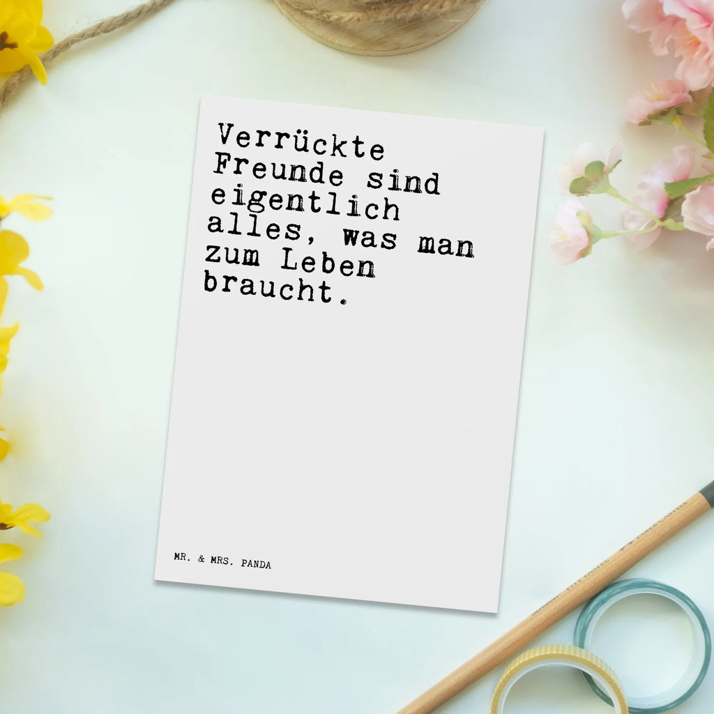 Postkarte Sprüche und Zitate Verrückte Freunde sind eigentlich alles, was man zum Leben braucht. Postkarte, Karte, Geschenkkarte, Grußkarte, Einladung, Ansichtskarte, Geburtstagskarte, Einladungskarte, Dankeskarte, Ansichtskarten, Einladung Geburtstag, Einladungskarten Geburtstag, Spruch, Sprüche, lustige Sprüche, Weisheiten, Zitate, Spruch Geschenke, Spruch Sprüche Weisheiten Zitate Lustig Weisheit Worte