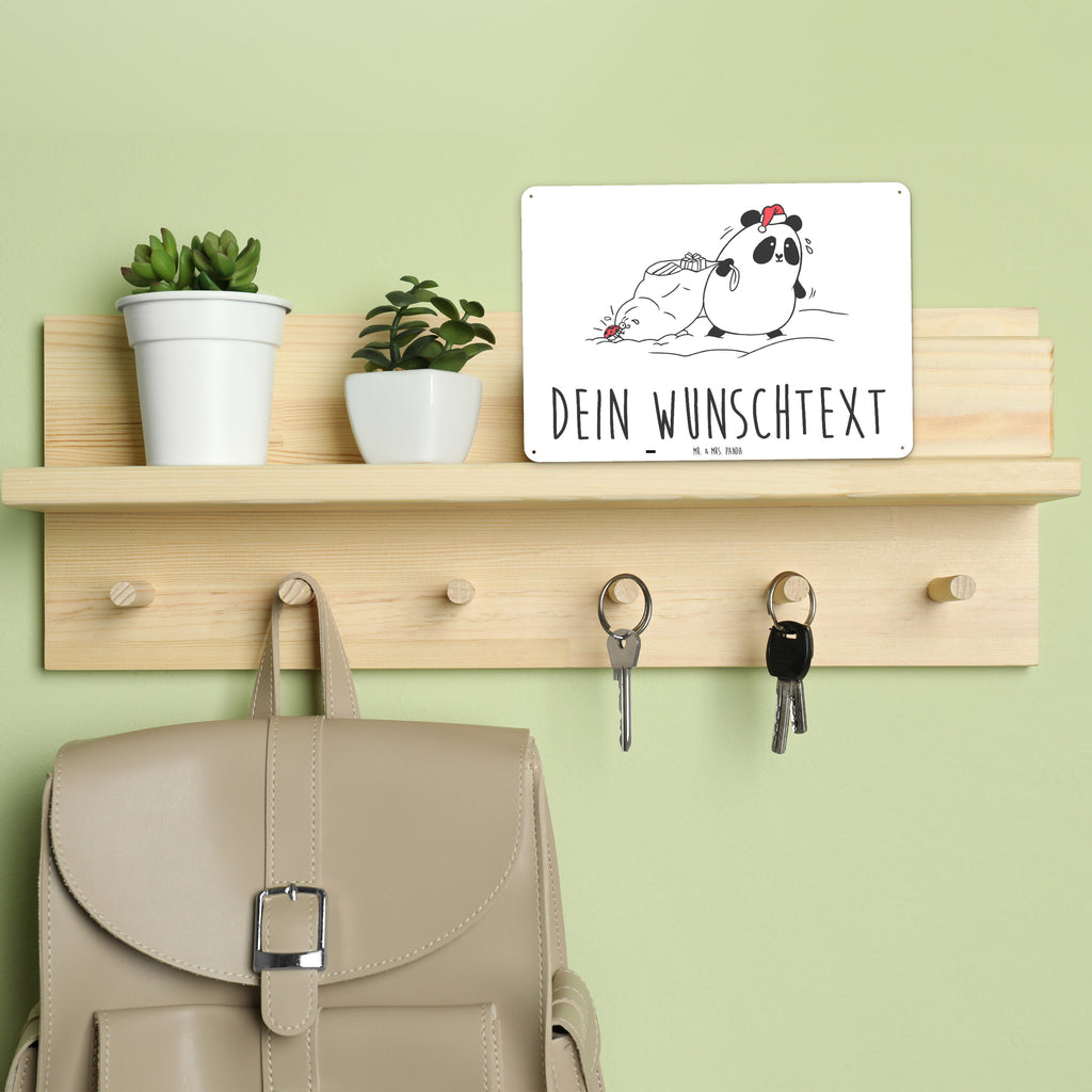 Personalisiertes Blechschild Panda Weihnachten Blechschild, Metallschild, Geschenk Schild, Schild, Magnet-Metall-Schild, Deko Schild, Wandschild, Wand-Dekoration, Türschild