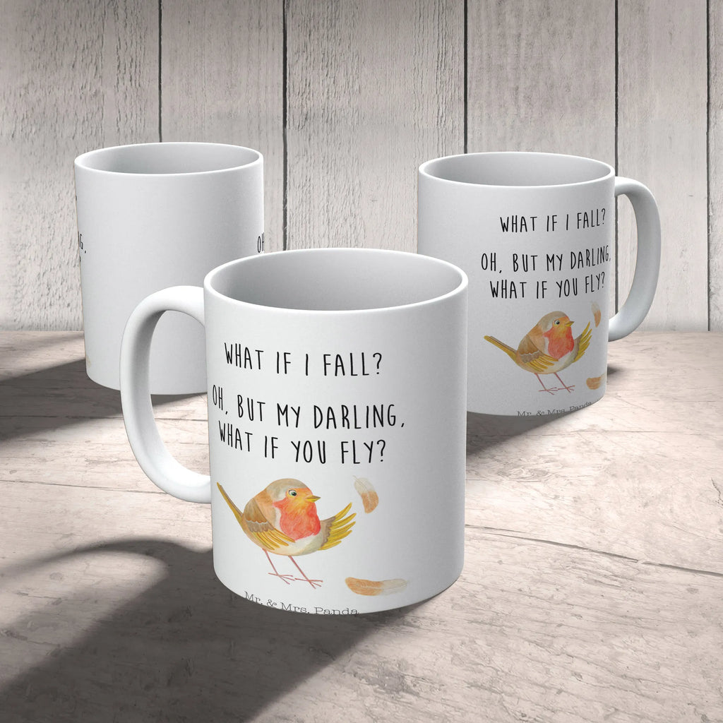 Tasse Rotkehlchen mit Federn Tasse, Kaffeetasse, Teetasse, Becher, Kaffeebecher, Teebecher, Keramiktasse, Porzellantasse, Büro Tasse, Geschenk Tasse, Tasse Sprüche, Tasse Motive, Kaffeetassen, Tasse bedrucken, Designer Tasse, Cappuccino Tassen, Schöne Teetassen, Tiermotive, Gute Laune, lustige Sprüche, Tiere, What if i fall, Rotkehlchen, Spruch Motivation, Spruch Mut, Vogel, Motivation Sprüche, Motivationsbilder, fliegen