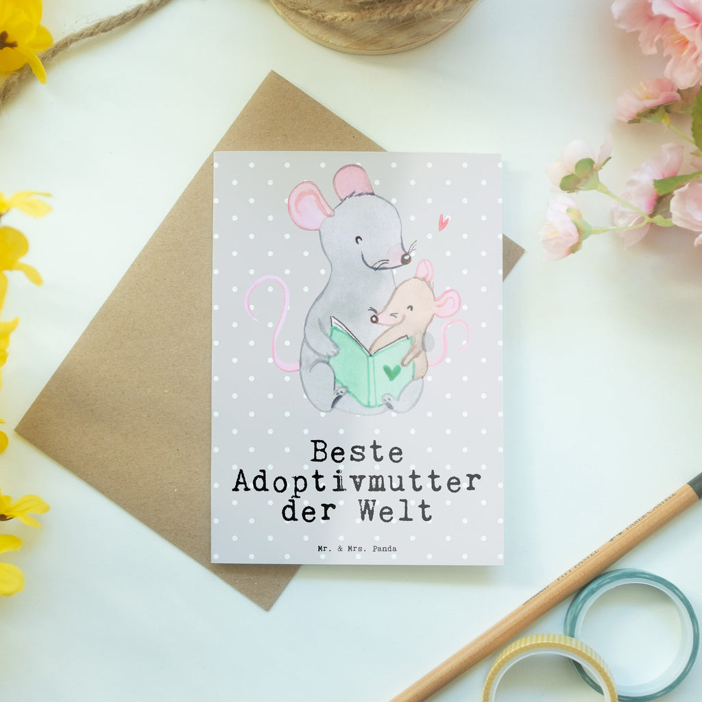 Grußkarte Maus Beste Adoptivmutter der Welt Grußkarte, Klappkarte, Einladungskarte, Glückwunschkarte, Hochzeitskarte, Geburtstagskarte, Karte, Ansichtskarten, für, Dankeschön, Geschenk, Schenken, Geburtstag, Geburtstagsgeschenk, Geschenkidee, Danke, Bedanken, Mitbringsel, Freude machen, Geschenktipp, Adoptivmutter, Adoptivmama, adoptiert, Mama, Mami, Mutter, Muttertag, Mutti, Ma, Tochter, Sohn, Beste Mama, Beste, Supermama