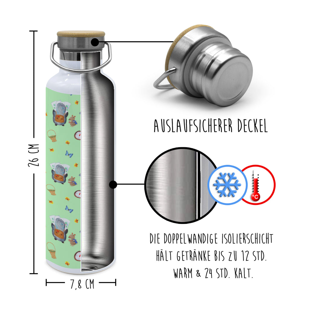 Trinkflasche Pinguin & Maus Wanderer Thermosflasche, Isolierflasche, Edelstahl, Trinkflasche, isoliert, Wamrhaltefunktion, Sportflasche, Flasche zum Sport, Sportlerflasche, Pinguin, Pinguine, Abenteurer, Abenteuer, Roadtrip, Ausflug, Wanderlust, wandern