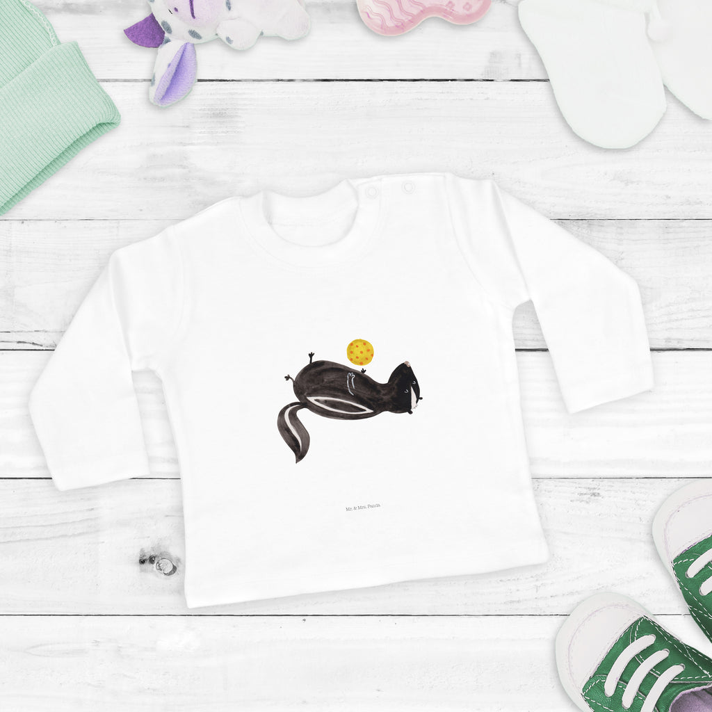 Baby Longsleeve Stinktier Ball Mädchen, Jungen, Baby, Langarm, Bio, Kleidung, Stinktier, Skunk, Wildtier, Raubtier, Stinker, Stinki, verspielt, Weisheit