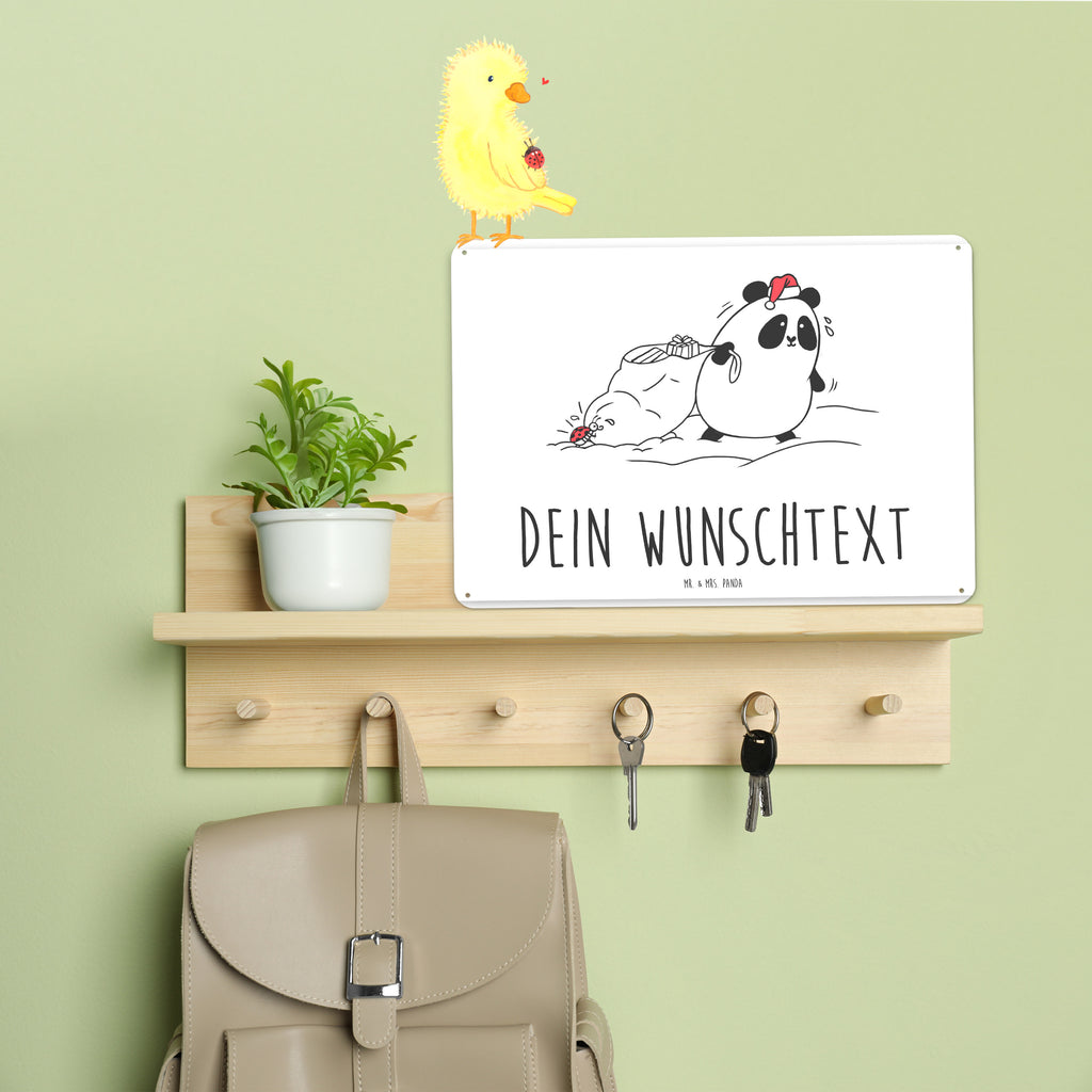 Personalisiertes Blechschild Panda Weihnachten Blechschild, Metallschild, Geschenk Schild, Schild, Magnet-Metall-Schild, Deko Schild, Wandschild, Wand-Dekoration, Türschild