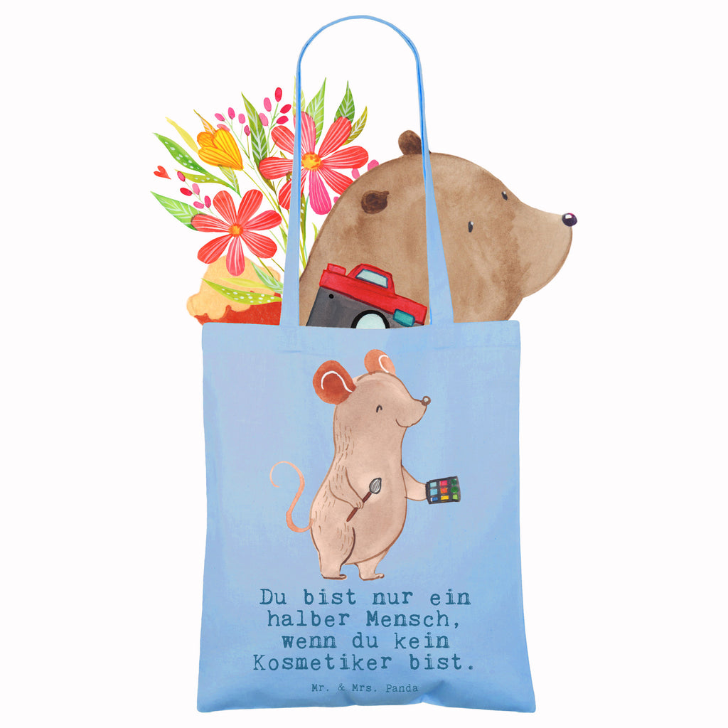 Tragetasche Kosmetiker mit Herz Beuteltasche, Beutel, Einkaufstasche, Jutebeutel, Stoffbeutel, Tasche, Shopper, Umhängetasche, Strandtasche, Schultertasche, Stofftasche, Tragetasche, Badetasche, Jutetasche, Einkaufstüte, Laptoptasche, Beruf, Ausbildung, Jubiläum, Abschied, Rente, Kollege, Kollegin, Geschenk, Schenken, Arbeitskollege, Mitarbeiter, Firma, Danke, Dankeschön, Kosmetiker, Make Up Artist, Maskenbildner, Visagist, Beauty Salon, Kosmetikstudio, Eröffnung