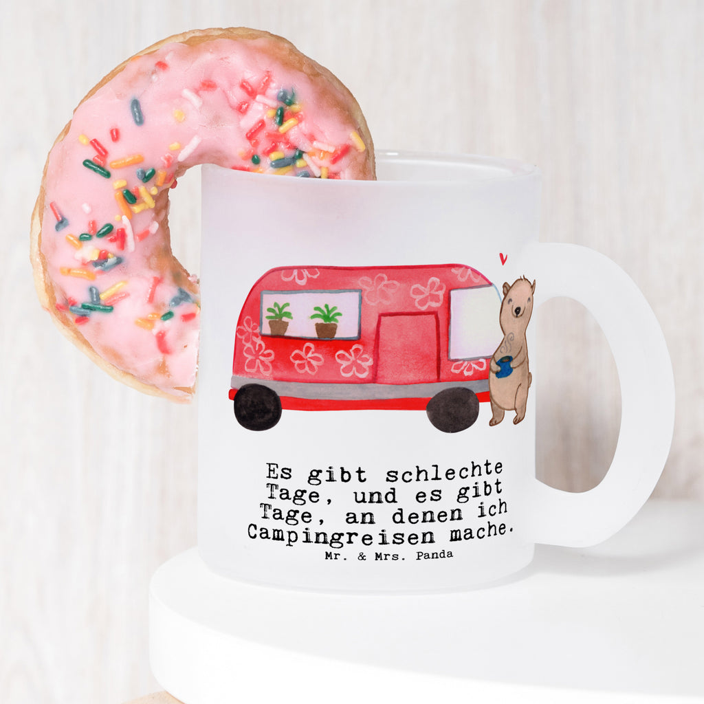 Teetasse Bär Camper Tage Teetasse, Teeglas, Teebecher, Tasse mit Henkel, Tasse, Glas Teetasse, Teetasse aus Glas, Geschenk, Sport, Sportart, Hobby, Schenken, Danke, Dankeschön, Auszeichnung, Gewinn, Sportler, Camper, Campen, Zelten, Campingplatz, Wohnmobil, Roadtrip, Urlaub