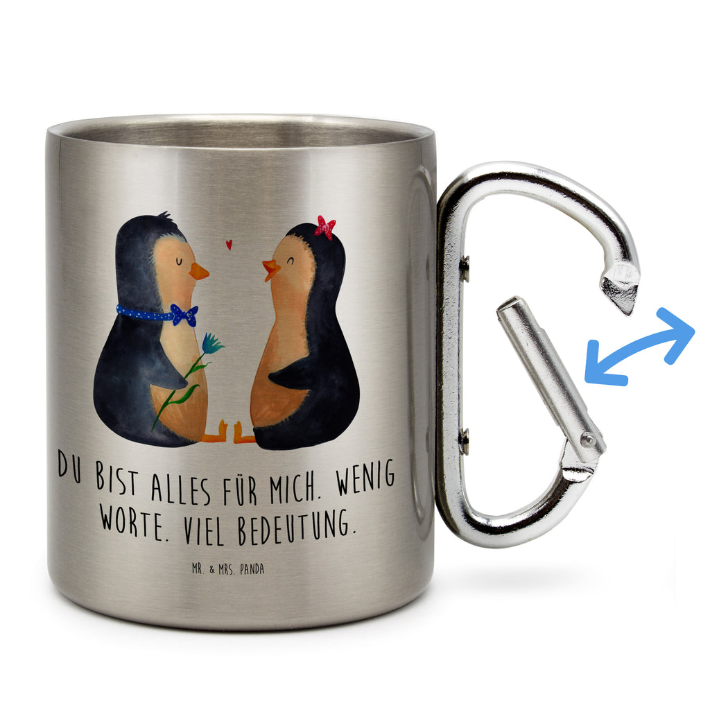 Edelstahlbecher Pinguin Pärchen Edelstahltasse, Karabiner, Edelstahlbecher, Outdoor, Camping, Tasse, Becher, Pinguin, Pinguine, Liebe, Liebespaar, Liebesbeweis, Liebesgeschenk, Verlobung, Jahrestag, Hochzeitstag, Hochzeit, Hochzeitsgeschenk, große Liebe, Traumpaar