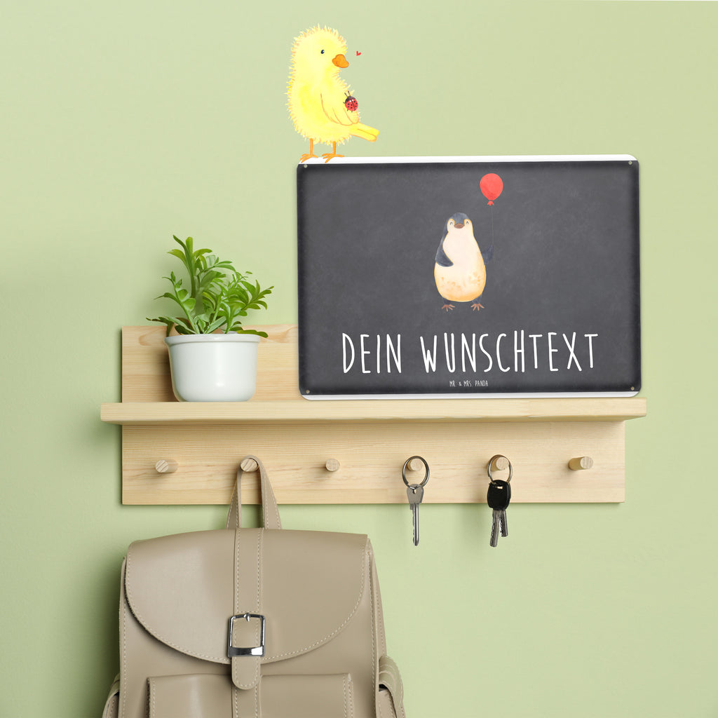 Personalisiertes Blechschild Pinguin Luftballon Blechschild, Metallschild, Geschenk Schild, Schild, Magnet-Metall-Schild, Deko Schild, Wandschild, Wand-Dekoration, Türschild, Pinguin, Pinguine, Luftballon, Tagträume, Lebenslust, Geschenk Freundin, Geschenkidee, beste Freundin, Motivation, Neustart, neues Leben, Liebe, Glück