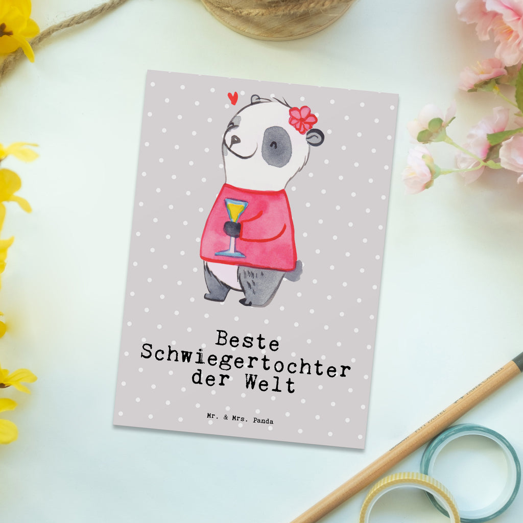 Postkarte Panda Beste Schwiegertochter der Welt Postkarte, Karte, Geschenkkarte, Grußkarte, Einladung, Ansichtskarte, Geburtstagskarte, Einladungskarte, Dankeskarte, Ansichtskarten, Einladung Geburtstag, Einladungskarten Geburtstag, für, Dankeschön, Geschenk, Schenken, Geburtstag, Geburtstagsgeschenk, Geschenkidee, Danke, Bedanken, Mitbringsel, Freude machen, Geschenktipp, Schwiegertochter, Tochter, Ehefrau des Sohns, Frau, angeheiratet, Hochzeit