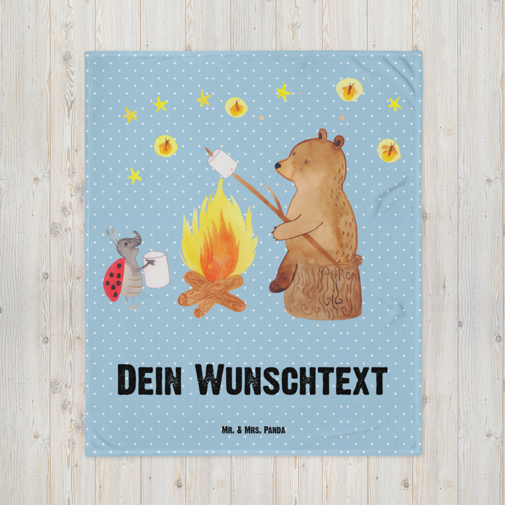 Babydecke mit Namen Bär & Marienkäfer Lagerfeuer Babdyecke personalisiert, Babydecke mit Namen, Babydecke bedrucken, Babygeschenk personalisiet, Babygeschenk mit Namen, Krabbeldecke mit Namen, Krabbeldecke personalisiert, Bär, Teddy, Teddybär, Lagerfeuer