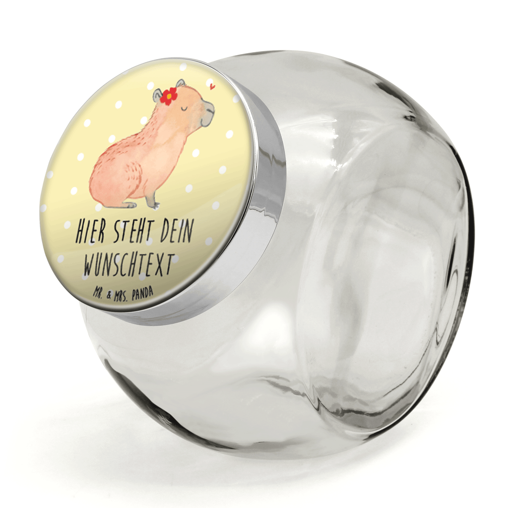 Personalisiertes Bonbonglas Capybara Blume Vorratsdose, Vorratsbehälter, Süßigkeitenglas, Süßigkeitendose, Kaffeedose, Müslidose, Teedose, Keksbehälter, Keksedose, Glasdose, Glasbälter, Vorratsglas, Küchenbehälter, Aufbewahrungsdose, Aufbewahungsglas, Gewürzdose, Küchenorganizer, Snackdose, Tiermotive, Gute Laune, lustige Sprüche, Tiere, Capybara